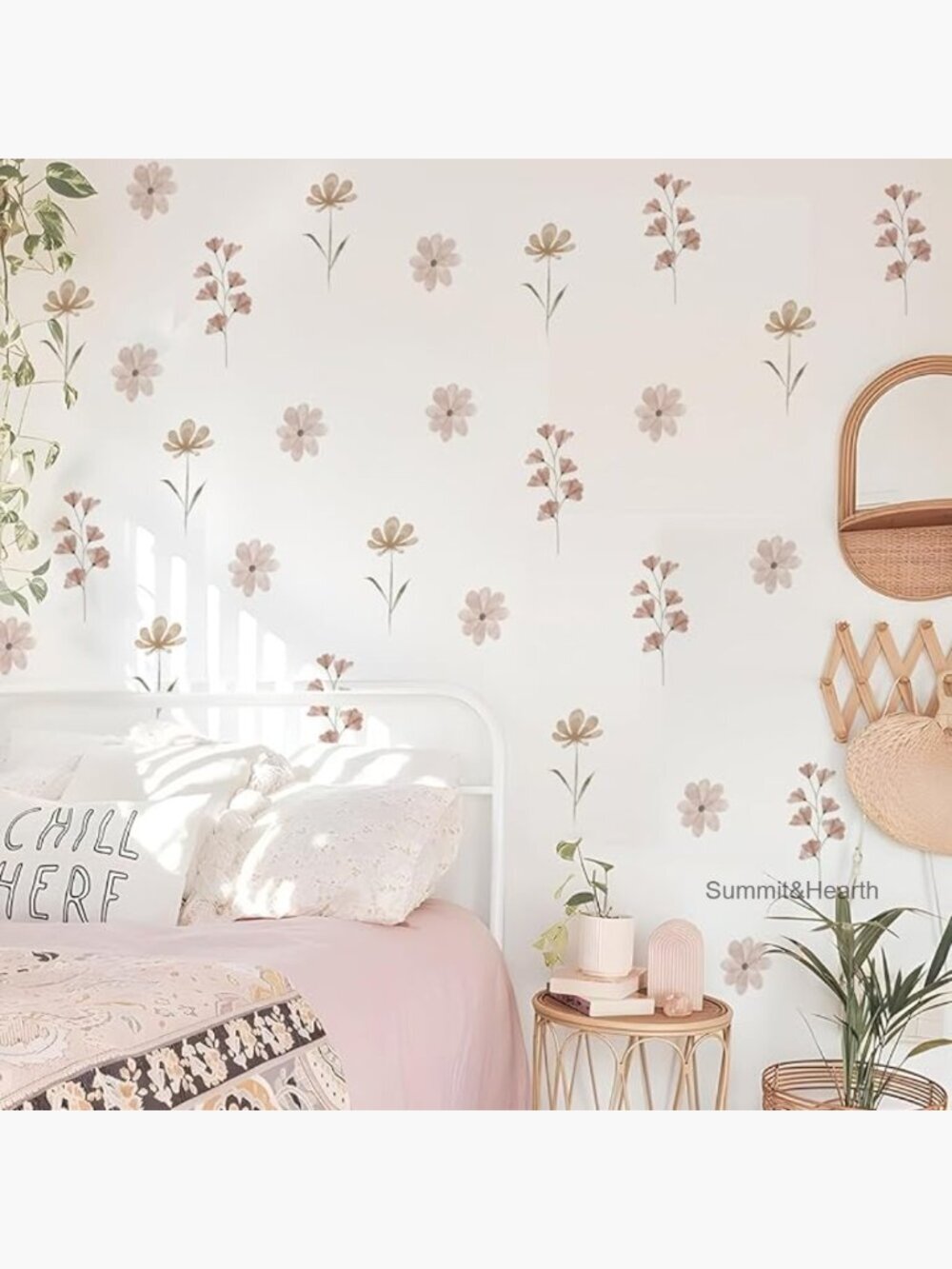 84 PC Daisy Wall Decals, Removable Peel & Stick, Dual Layer Print